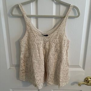 American Eagle Outfitters Cream Lace Tank Top